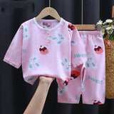 Baby Summer Cotton Silk Clothes featuring cute pink outfit with bunny and ice cream designs.