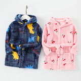 New Children's Clothing Home Clothes Male And Female Baby Bathrobe Cartoon Flannel Hooded Children's Nightgown eprolo