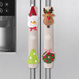 Christmas Home Decoration Products Santa Claus Snowman Elk Linen Refrigerator Handle Sticker Microwave Oven Handle Cover eprolo