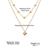 Double-layer Heart Pendant Fine Chain Necklace For Women Multilayer Gold Color Metal Necklaces Fashion Jewelry Accessories sariiholidaycouture