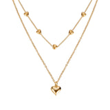 Double-layer Heart Pendant Fine Chain Necklace For Women Multilayer Gold Color Metal Necklaces Fashion Jewelry Accessories sariiholidaycouture
