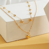 Double-layer Heart Pendant Fine Chain Necklace For Women Multilayer Gold Color Metal Necklaces Fashion Jewelry Accessories sariiholidaycouture